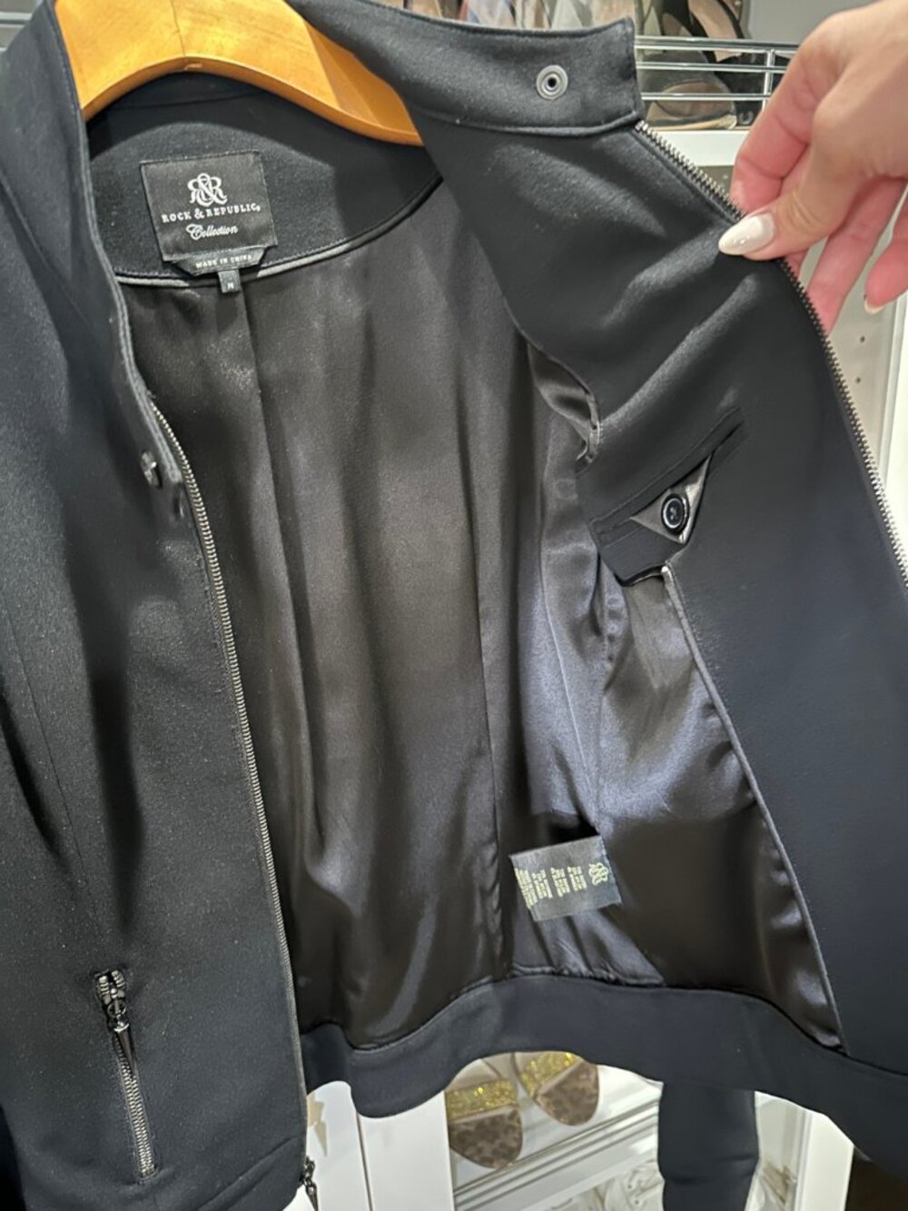 Rock & Republic Collection | Y2K Moto Jacket | Black | Size M - Picture 7 of 15